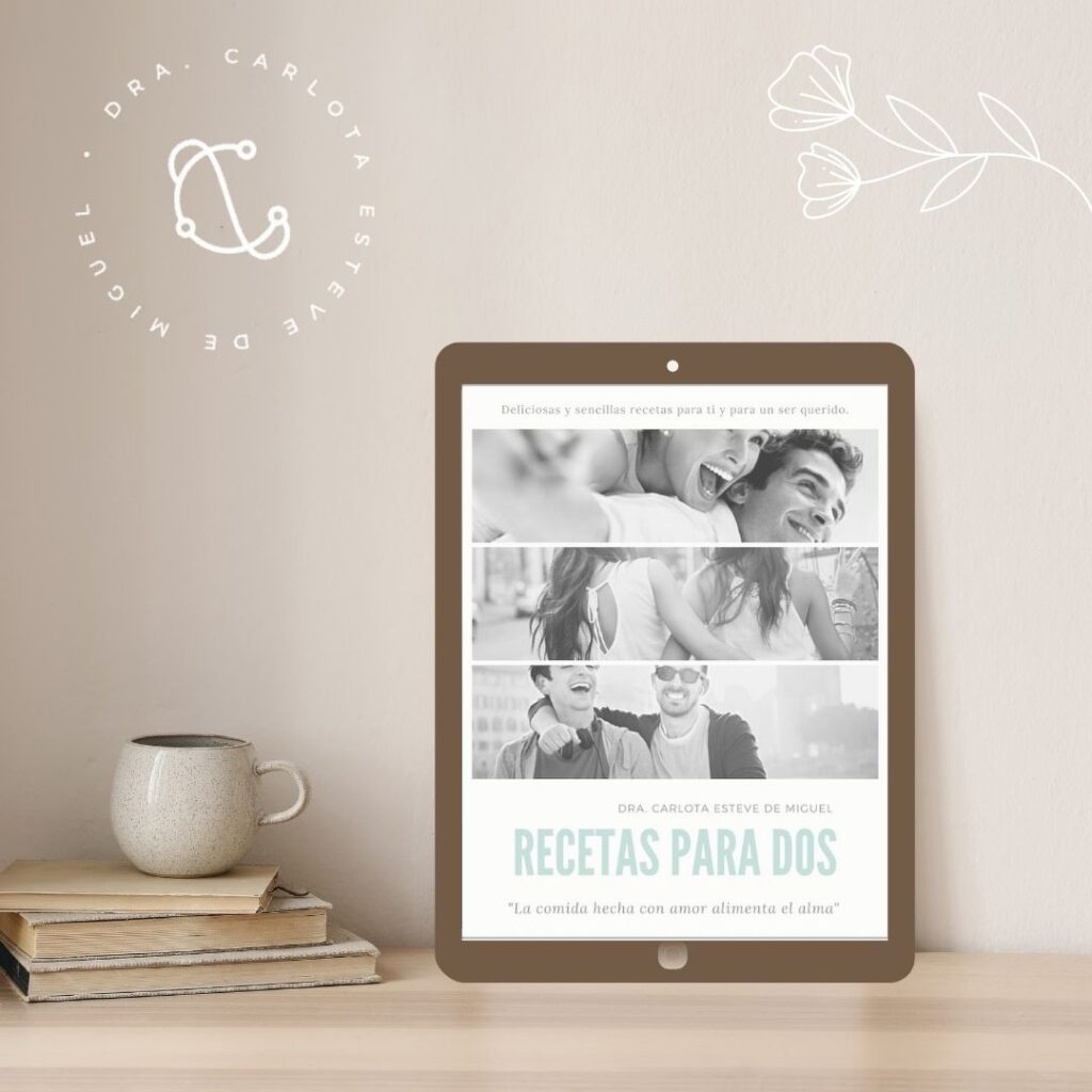 Recetas para dos con consejos de la Dra. Carlota Esteve, comida saludable y sencilla para compartir.