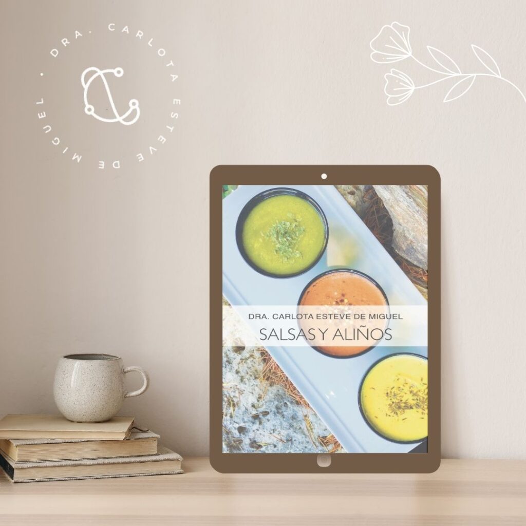 Salsas y aliños saludables, recetas y consejos de la Dra. Carlota Esteve de Miguel en su guía digital.