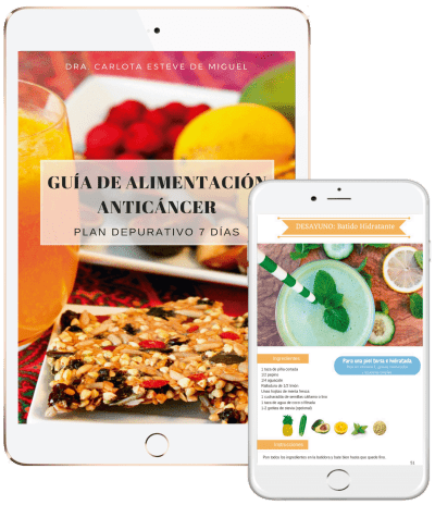 Ebook GUIA ALIMENTACION ANTICANCER con zumo de naranja, frutas y galleta de semillas