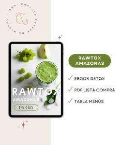 Portada de un ebook detox con batido verde y frutas