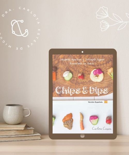 Portada de un ebook recetas de snacks y dips sobre una mesa